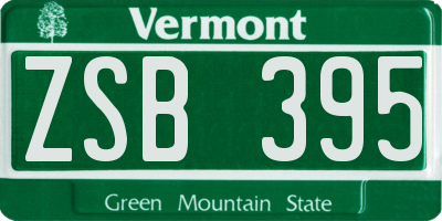 VT license plate ZSB395
