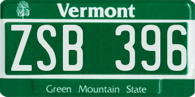 VT license plate ZSB396
