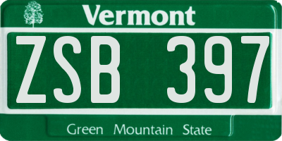 VT license plate ZSB397