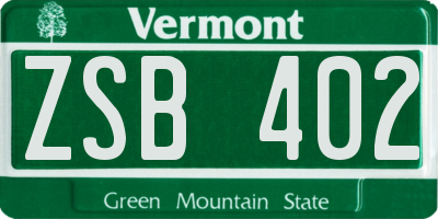 VT license plate ZSB402