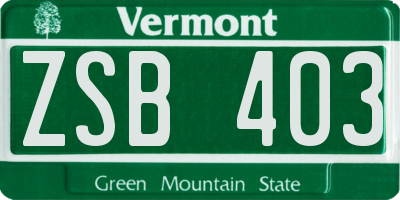 VT license plate ZSB403