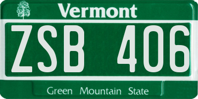 VT license plate ZSB406