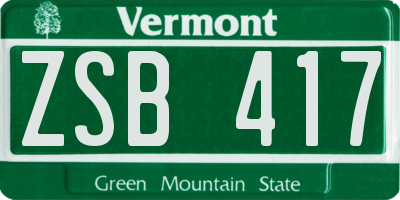 VT license plate ZSB417