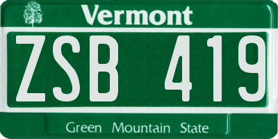 VT license plate ZSB419