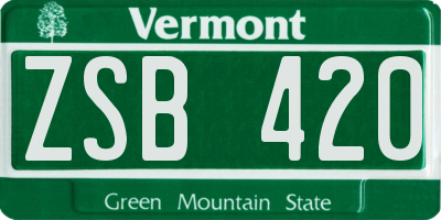 VT license plate ZSB420