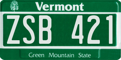 VT license plate ZSB421