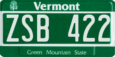VT license plate ZSB422