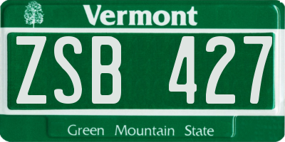 VT license plate ZSB427