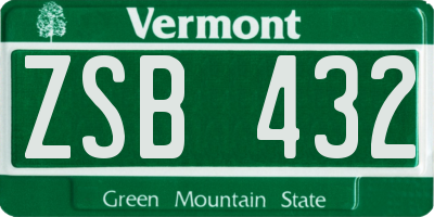 VT license plate ZSB432