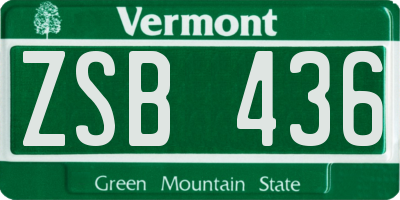 VT license plate ZSB436