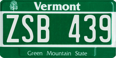 VT license plate ZSB439
