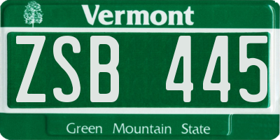VT license plate ZSB445