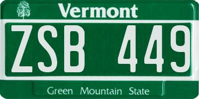 VT license plate ZSB449
