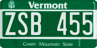 VT license plate ZSB455