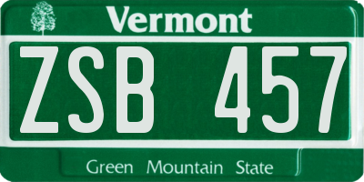 VT license plate ZSB457