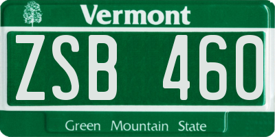 VT license plate ZSB460