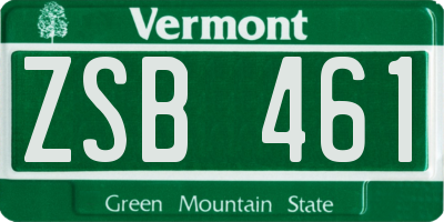 VT license plate ZSB461