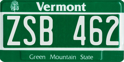 VT license plate ZSB462