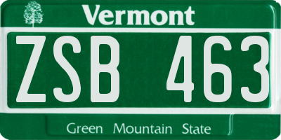 VT license plate ZSB463
