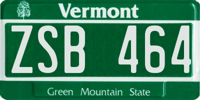 VT license plate ZSB464
