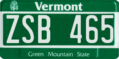 VT license plate ZSB465