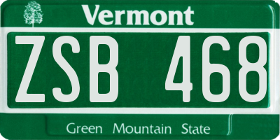 VT license plate ZSB468