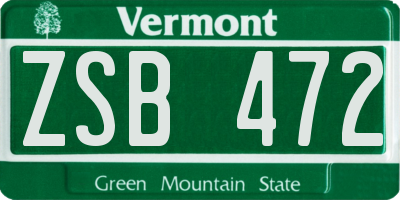 VT license plate ZSB472