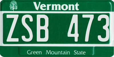 VT license plate ZSB473