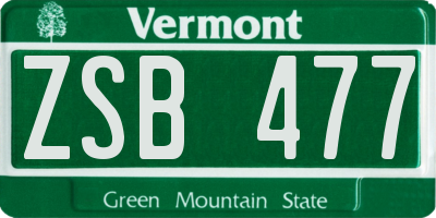 VT license plate ZSB477