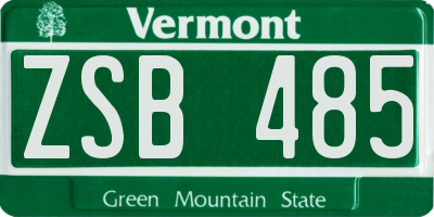 VT license plate ZSB485
