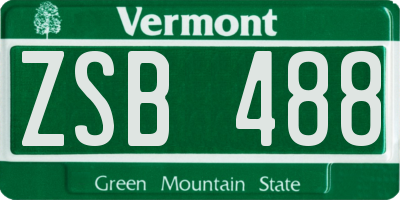VT license plate ZSB488