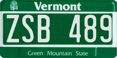 VT license plate ZSB489