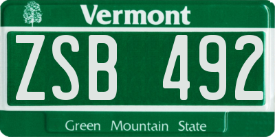VT license plate ZSB492