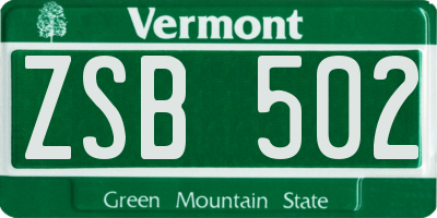 VT license plate ZSB502