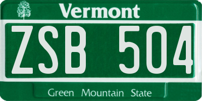 VT license plate ZSB504