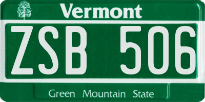 VT license plate ZSB506