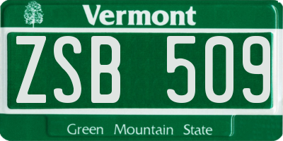 VT license plate ZSB509