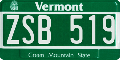 VT license plate ZSB519