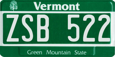 VT license plate ZSB522