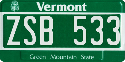 VT license plate ZSB533