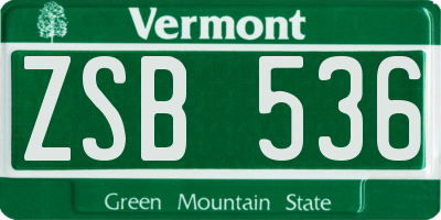 VT license plate ZSB536