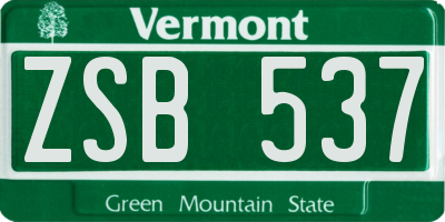 VT license plate ZSB537