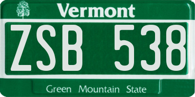 VT license plate ZSB538