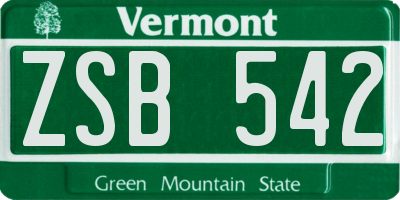 VT license plate ZSB542