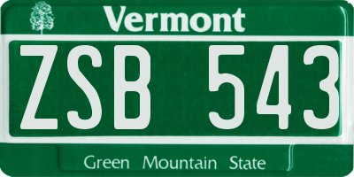 VT license plate ZSB543