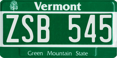 VT license plate ZSB545