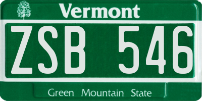 VT license plate ZSB546