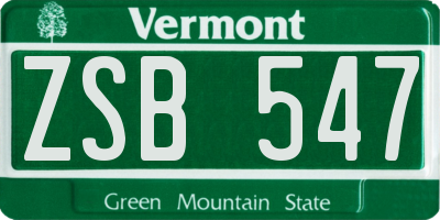 VT license plate ZSB547
