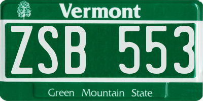 VT license plate ZSB553