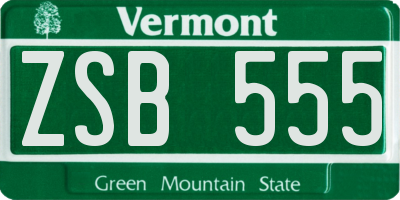 VT license plate ZSB555
